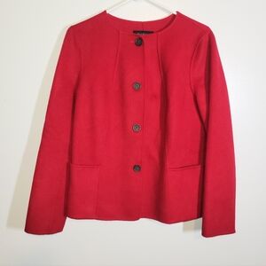 Talbots Red Wool Double Faced Blazer Jacket 12